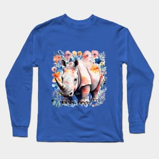 Floral rhino Long Sleeve T-Shirt